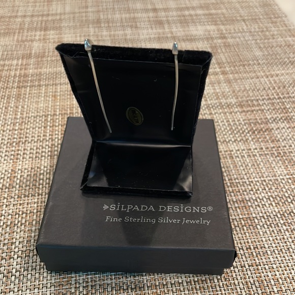 Silpada RARE Sterling Silver Folded Oxidized Threader Earrings. - Picture 3 of 4